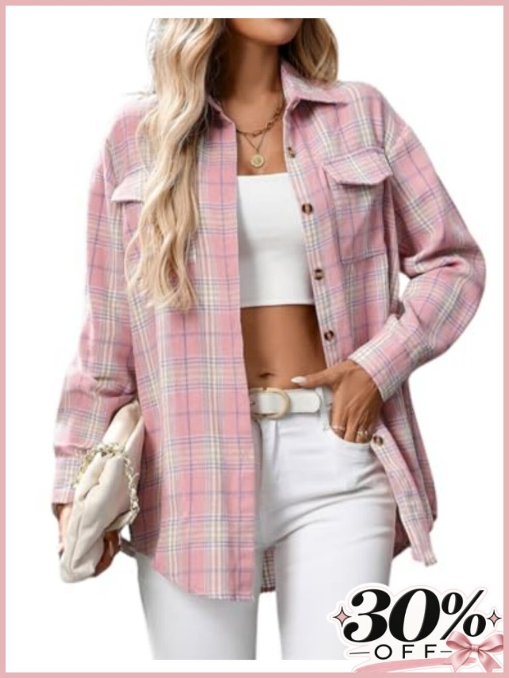 Oversized Flannel Shirt Long Sleeve Button Down Plaid Boyfriend Fit Blouse